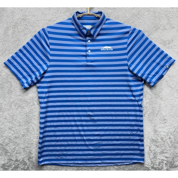 KJUS Grove XXIII 23 Polo Shirt Mens XL | 54 Blue Stripe Michael Jordan Golf Club - Picture 2 of 7